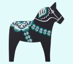 Trivet, black Dalahorse, silicone