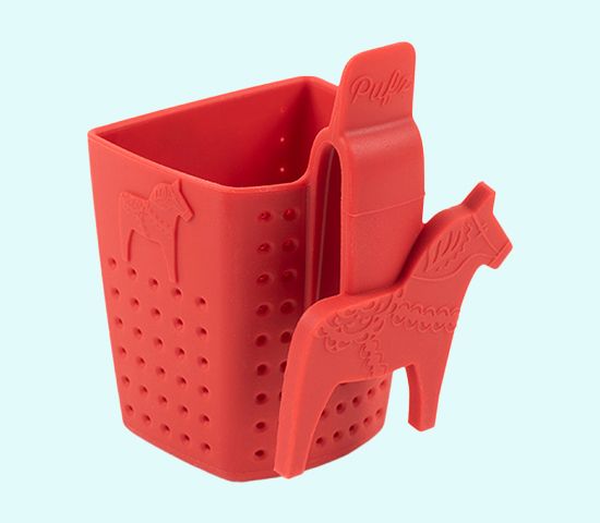 Tea strainer, red Dalahorse