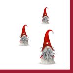 Napkin L, Tomte trio with Santa hat