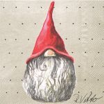 Napkin S, Tomte w/ long hair & beard