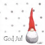 Napkin L, Tomte w/ tall hat & God Jul