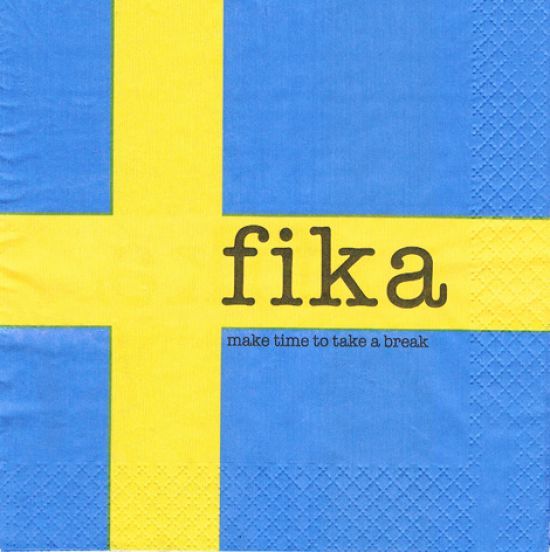 Napkin L, Swedish flag w/ fika