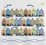 Napkin L, colorful houses