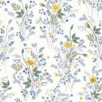 Napkin L, blue & yellow flowers