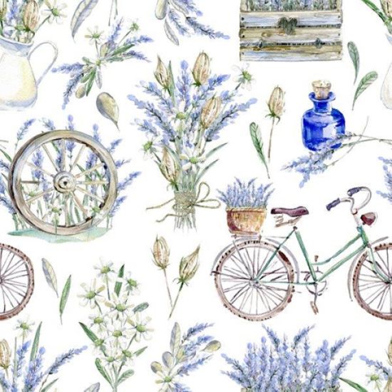 Napkin L, lavender & bicycle