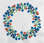 Napkin L, blueberry / lingonberry wreath