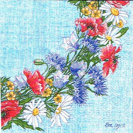 Napkin S, midsummer wreath, blue