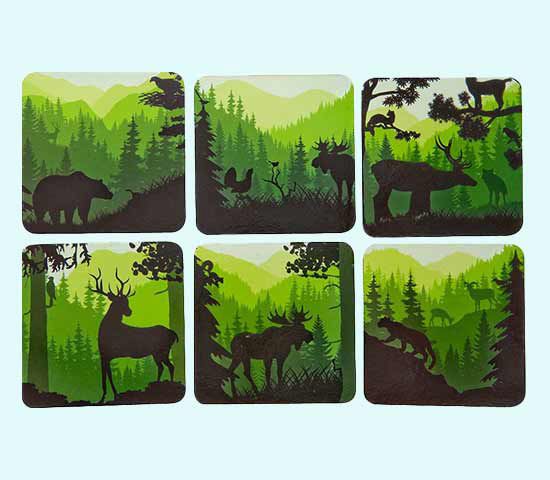 Coaster 6-pk, Nordic wildlife