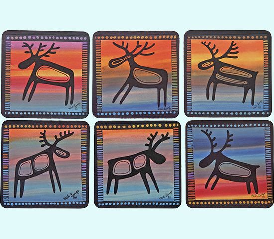 Coaster 6-pk, reindeer