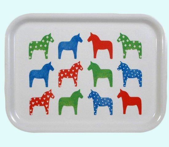 Tray S, colorful horses