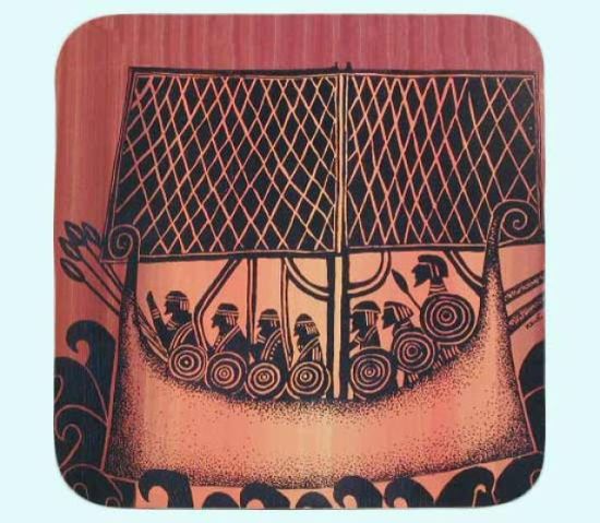 Trivet, Viking ship red