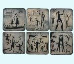 Coaster 6-pk, rock carving