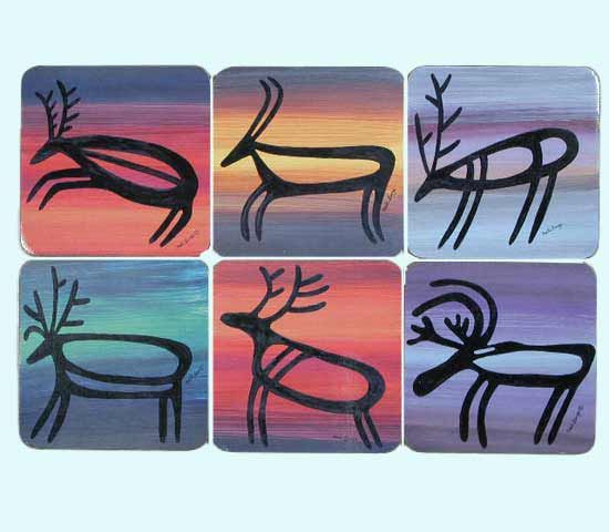 Coaster 6-pk, reindeer