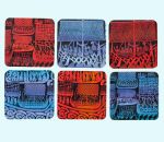 Coaster 6-pk, colorful Viking ships