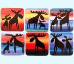 Coaster 6-pk, moose sunset