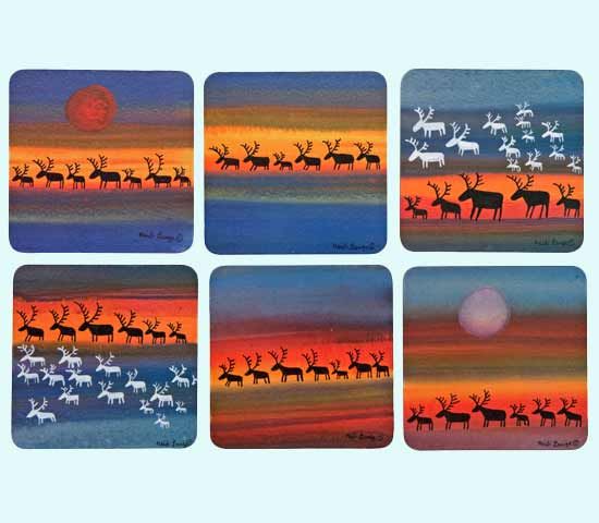 Coaster 6-pk, Sami reindeer