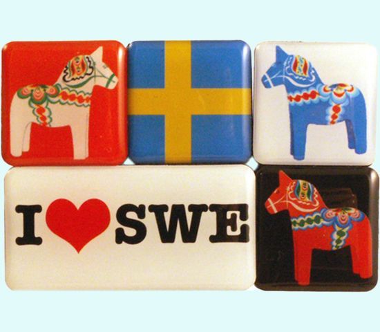 Magnet set, Dalahorse / I Love Sweden