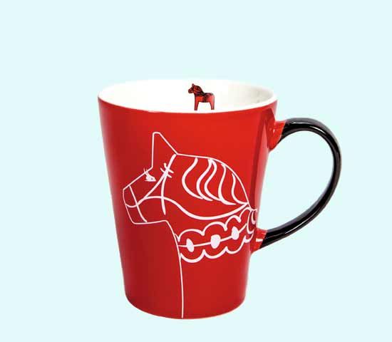 Mug, Dalahorse contour, red