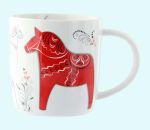 Mug, Dalahorse kurbits, white / red