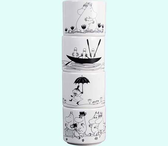 Moomin egg cups, Moomin black, set of 4