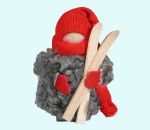 Tomte w/ skis, red hat