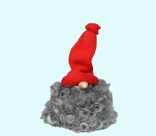 Tomte w/ grey fur & red hat