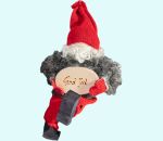 Tomte sitting w/God Jul sign, red hat