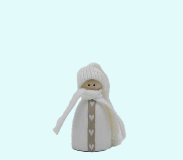 Tomte w/ heart scarf & long cap S, white