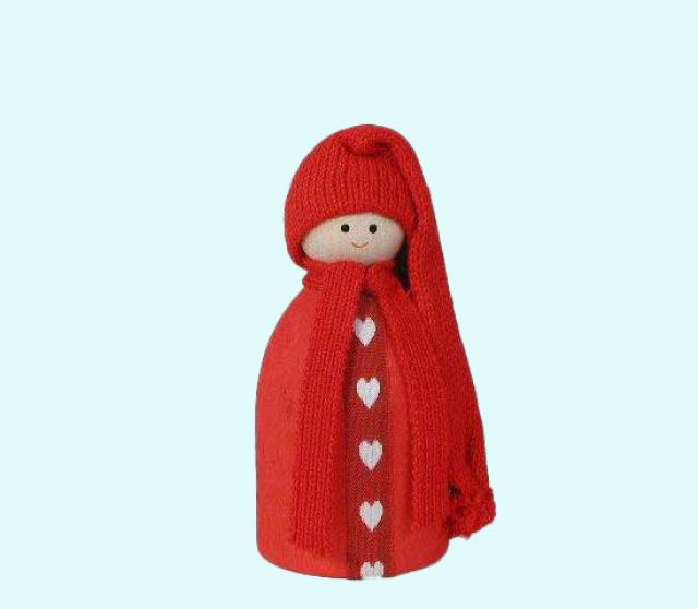 Tomte w/ heart scarf & long cap M, red