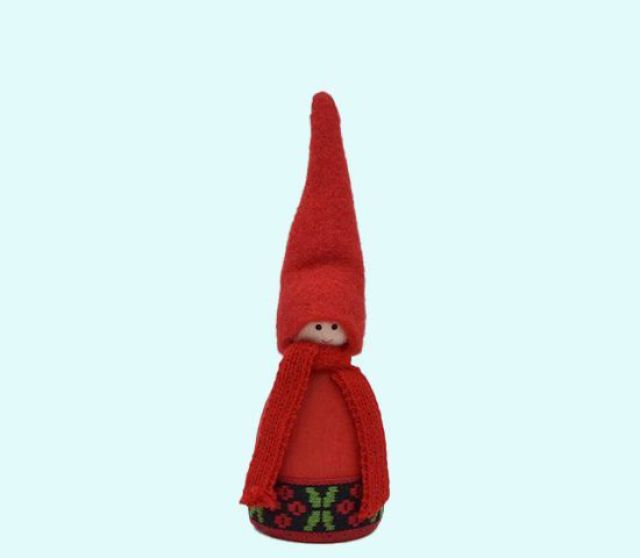 Tomte w/ scarf & ribbon S, red