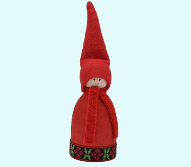 Tomte w/ scarf & ribbon L, red