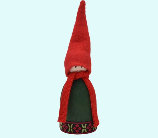 Tomte w/ scarf & ribbon L, green