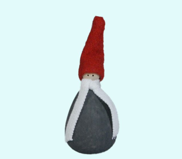 Tomte body w/scarf & felt hat L, grey/red