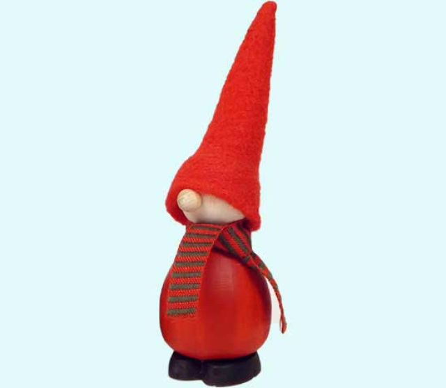 Tomte w/tall red hat, scarf & red body