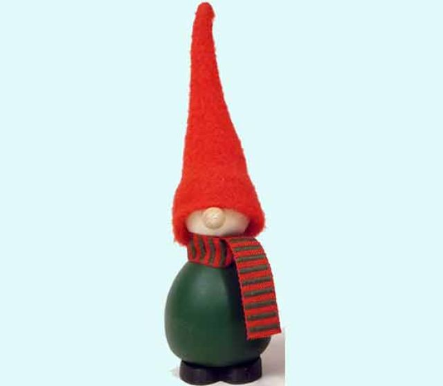 Tomte w/tall red hat, scarf & green body