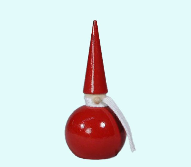 Tomte ball w/ cone hat & scarf L, red