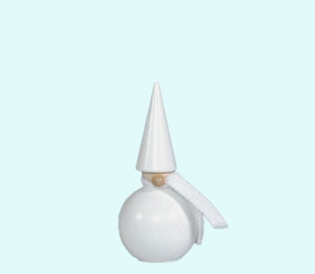 Tomte ball w/ cone hat & scarf S, white