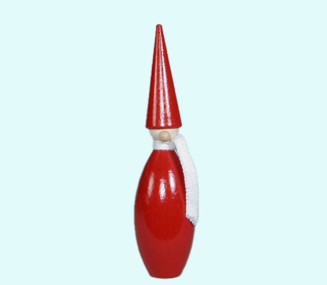 Tomte pin w/ tall hat & scarf, red