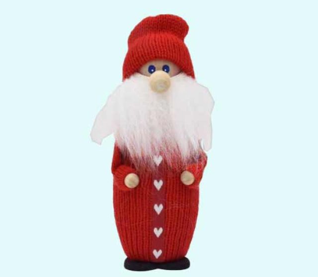 Tomte w/ heart ribbon, red