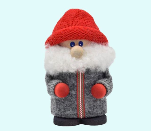 Tomte w/ coat, grey w/ red hat