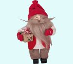 Tomte w/mustache holding package, red