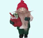 Tomte w/mustache holding sack, green