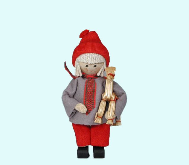 Tomte w/ goat, red / grey