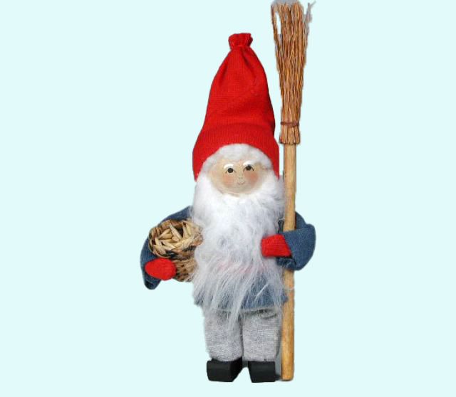 Tomte w/ broom, grey