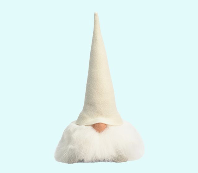 Tomte w/beard & white hat, 20", wool