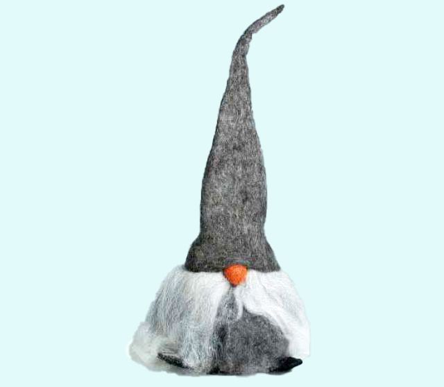 Tomte w/ grey hat, 14", wool