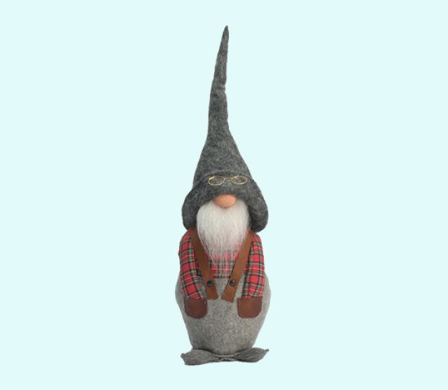 Tomte w/ checkered shirt & glasses, 18"