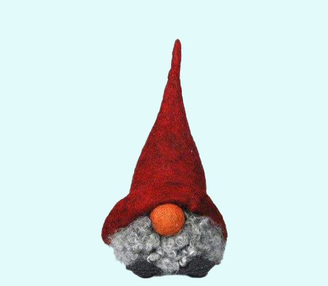 Tomte tall hat & beard, 10", wool