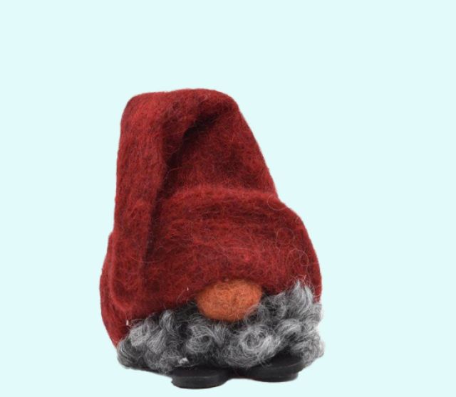 Tomte tall red hat & beard, 4", wool