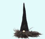 Tomte w/tall black hat & beard 8"